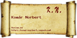 Komár Norbert névjegykártya