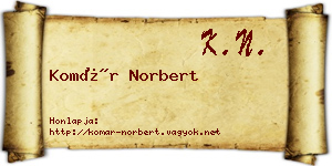 Komár Norbert névjegykártya